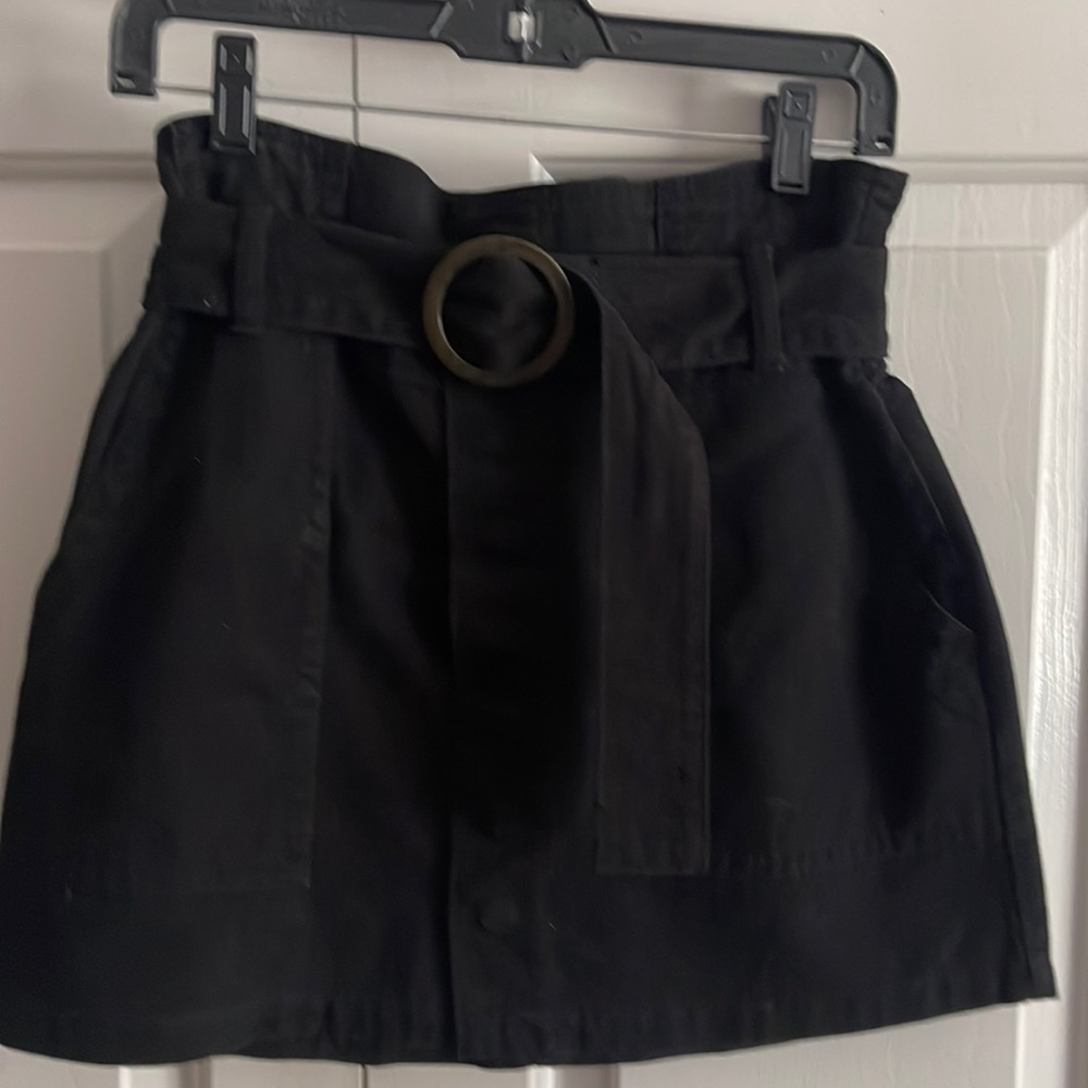 Black Denim Mini Skirt
